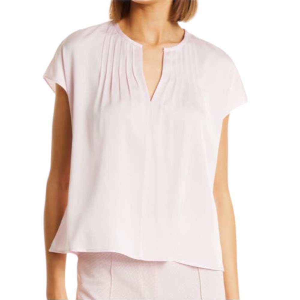 BOSS Ileva Stretch Silk Blouse size 10 Cradle Pink